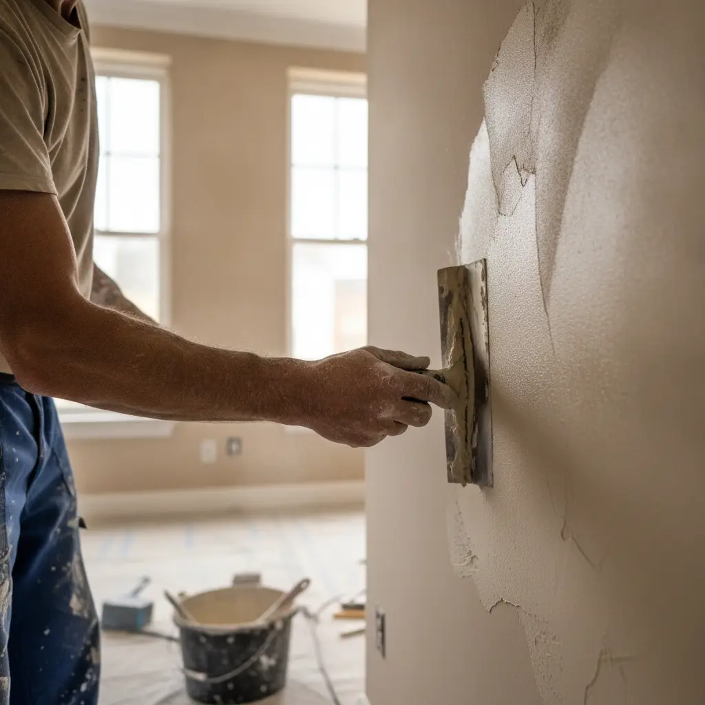 Papito Inc craftsman finishing an interior wall